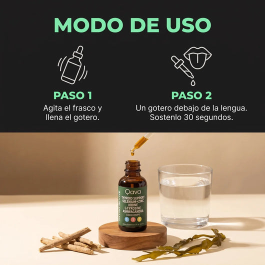 Modo de uso: un gotero debajo de la lengua
