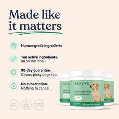 Made like it matters: human-grade, ten actives, 90-day guarantee, no subscription